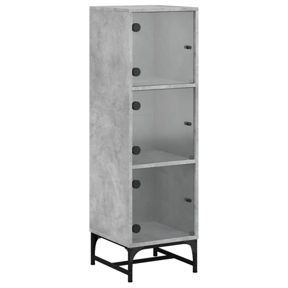 Vidaxl (Concrete ) Highboard With Glass Doors Sideboard Storage Cupboard Buffet Cabinet Grey