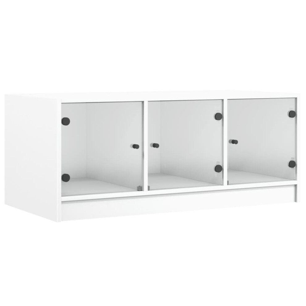 Vidaxl (White) Coffee Table With Glass Doors Hallway Tea Side End Table Sofa Table