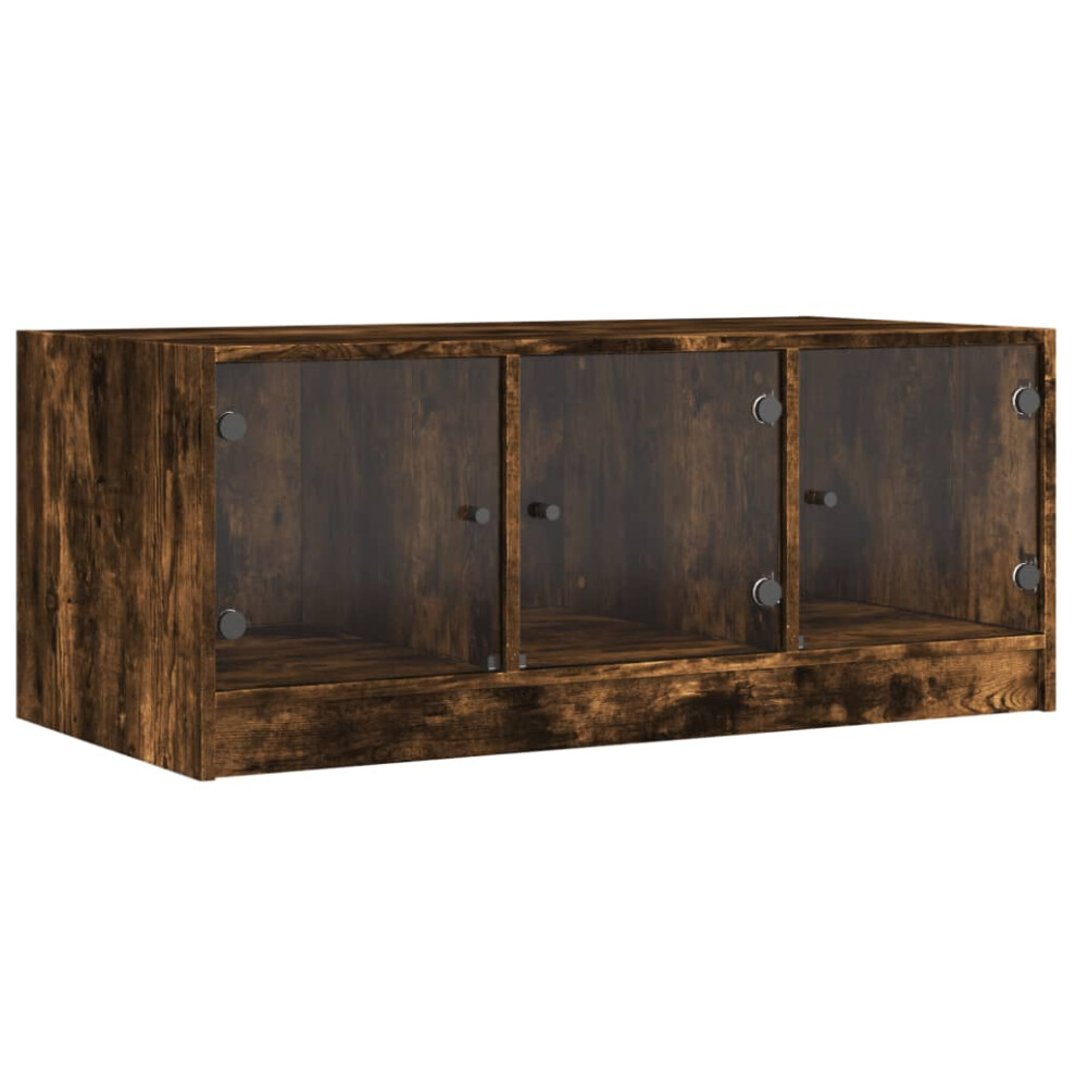 Vidaxl (Smoked Oak) Coffee Table With Glass Doors Hallway Tea Side End Table Sofa Table