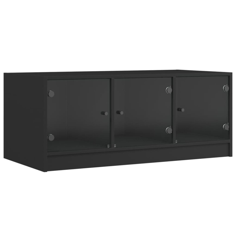 Vidaxl (Black) Coffee Table With Glass Doors Hallway Tea Side End Table Sofa Table