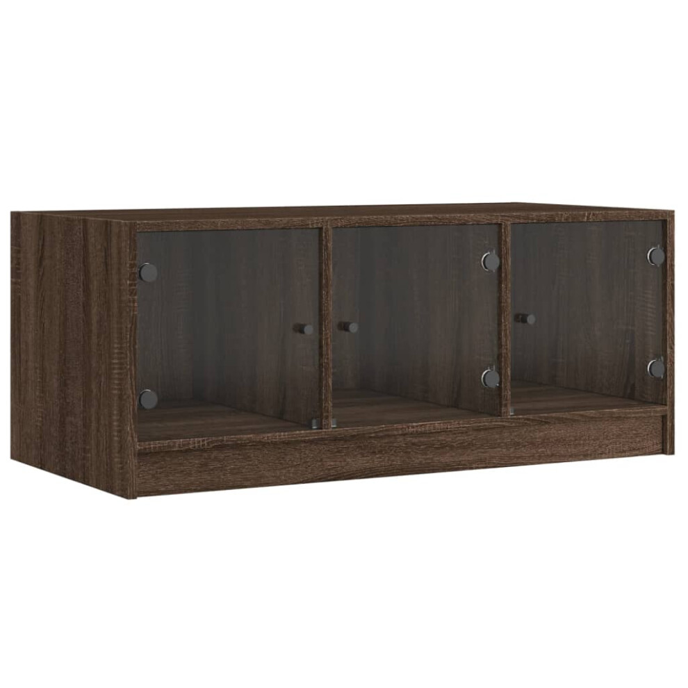 Vidaxl (Brown Oak) Coffee Table With Glass Doors Hallway Tea Side End Table Sofa Table