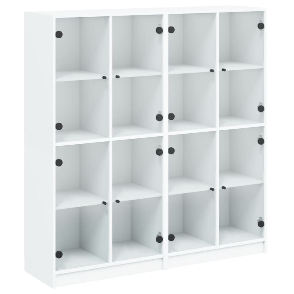 (white) vidaXL Bookcase with Doors Bookshelf Rack Cabinet Sonoma Oak Engineered Wood