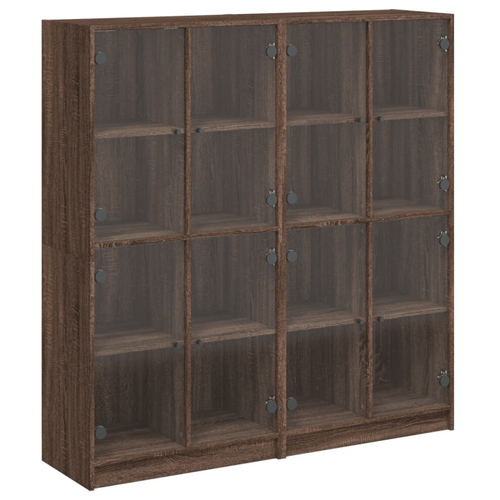 (brown oak) vidaXL Bookcase with Doors Bookshelf Rack Cabinet Sonoma Oak Engineered Wood