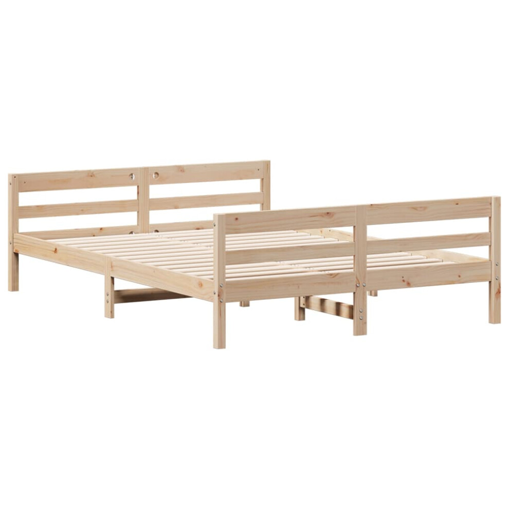 (120 x 200 cm) vidaXL Bed Frame with Headboard Bed Base Mattress Foundation Solid Wood Pine