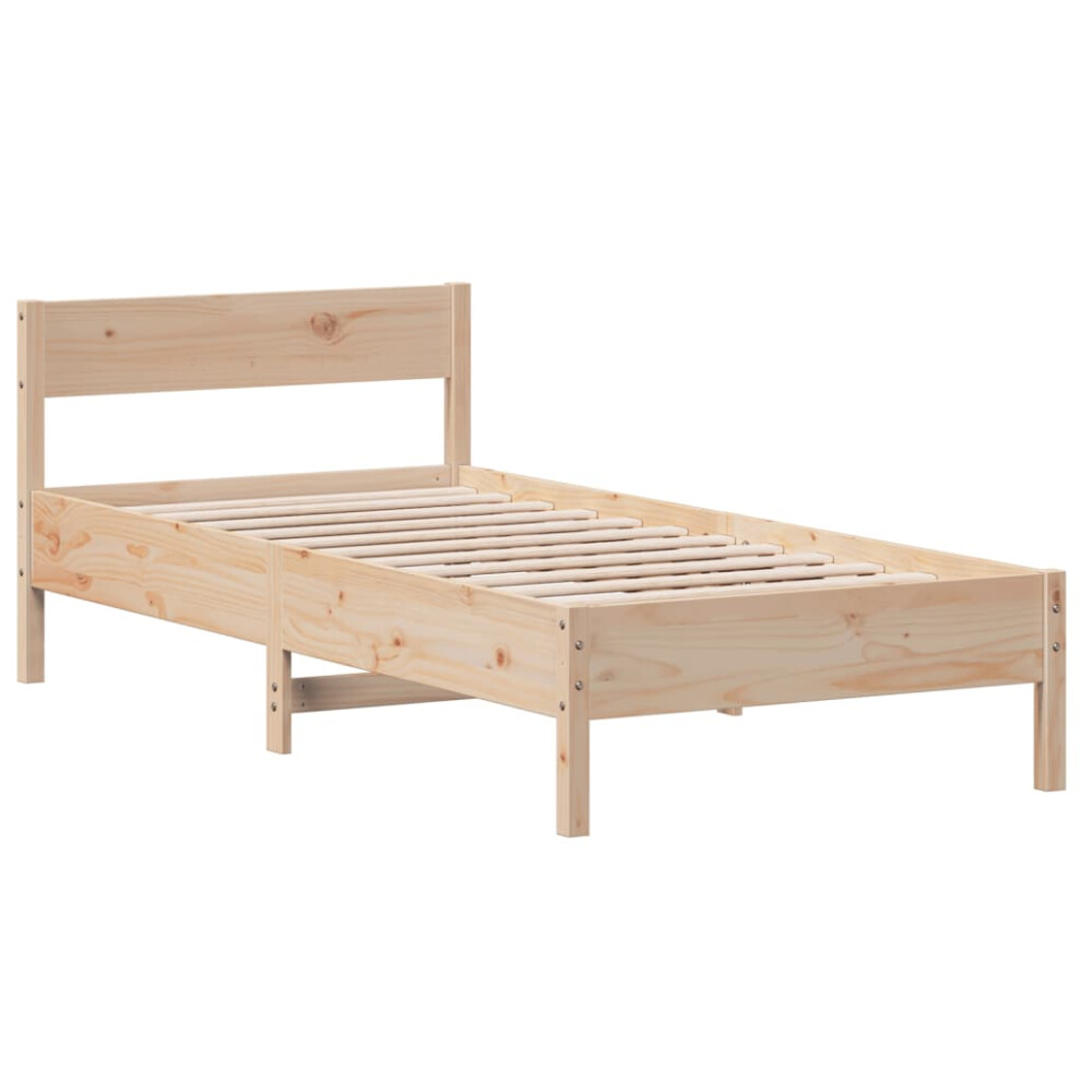 (100 x 200 cm) vidaXL Bed Frame with Headboard Bedstead Bed Base 120x200 cm Solid Wood Pine