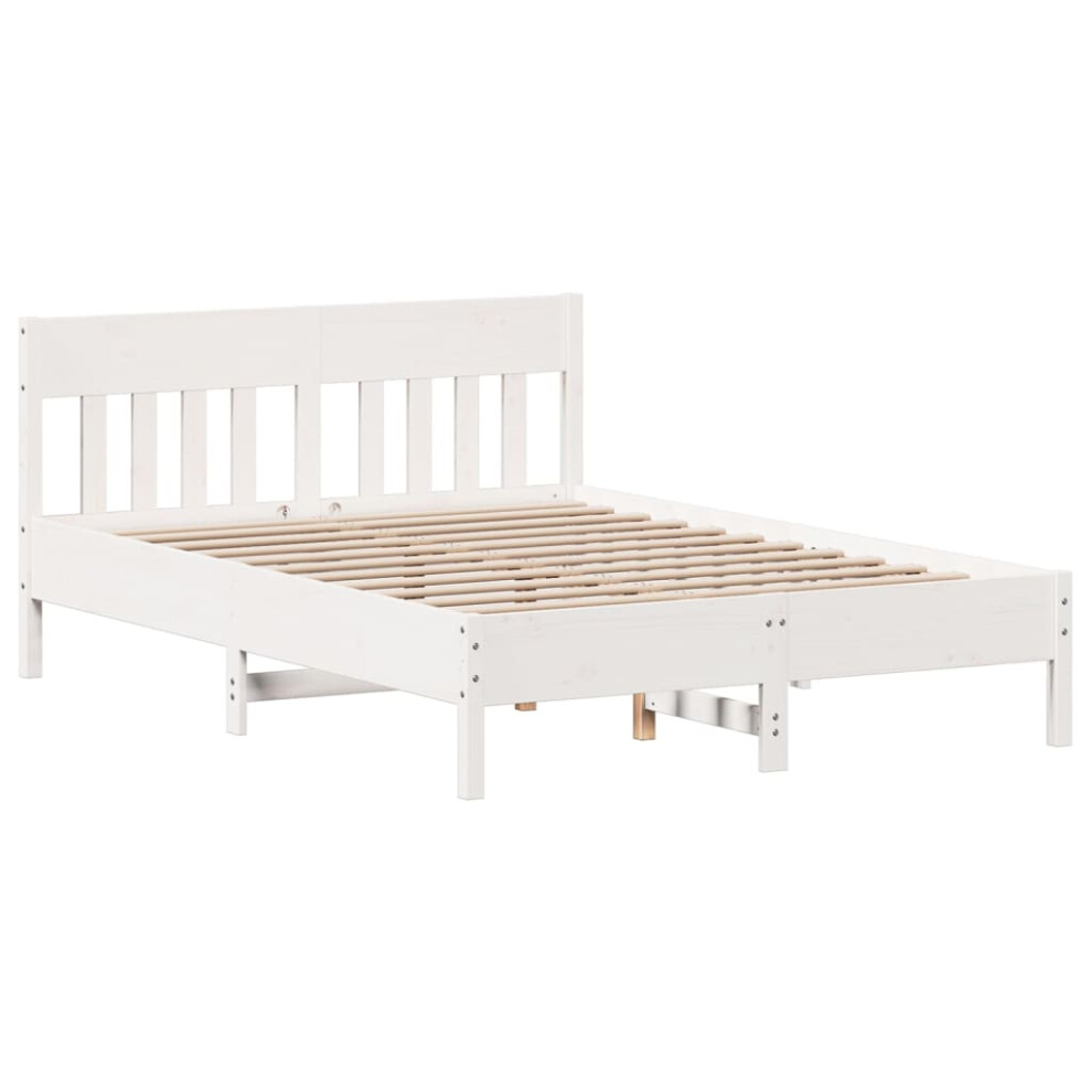 (white, 120 X 200 cm) vidaXL Bed Frame With Headboard Wax Brown 150x200 Cm King Size Solid Wood Pine