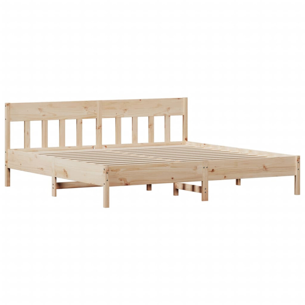 (natural, 200 x 200 cm) vidaXL Bed Frame with Headboard Wax Brown 150x200 cm King Size Solid Wood Pine