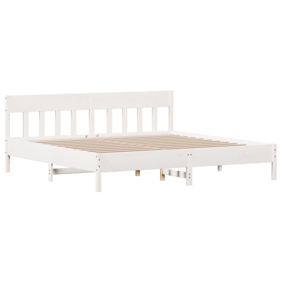 (white, 180 x 200 cm) vidaXL Bed Frame with Headboard Wax Brown 150x200 cm King Size Solid Wood Pine