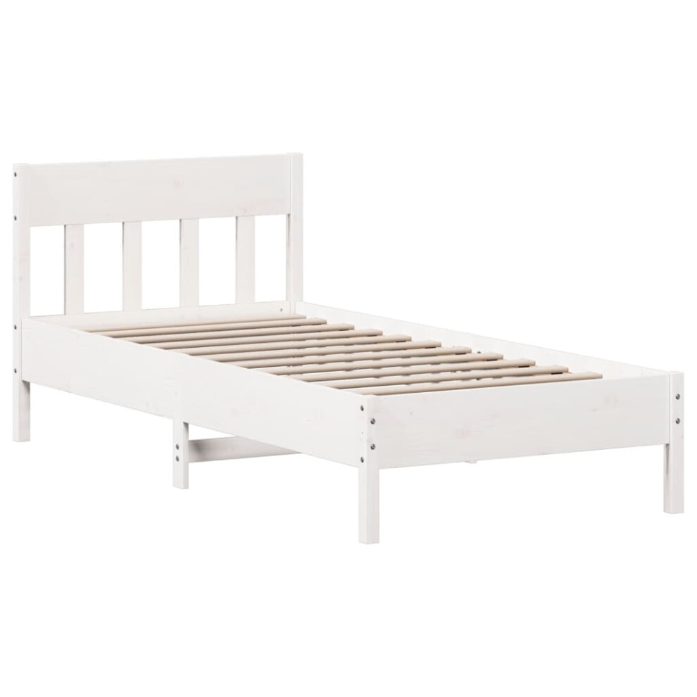 (white, 90 x 200 cm) vidaXL Bed Frame with Headboard Wax Brown 150x200 cm King Size Solid Wood Pine