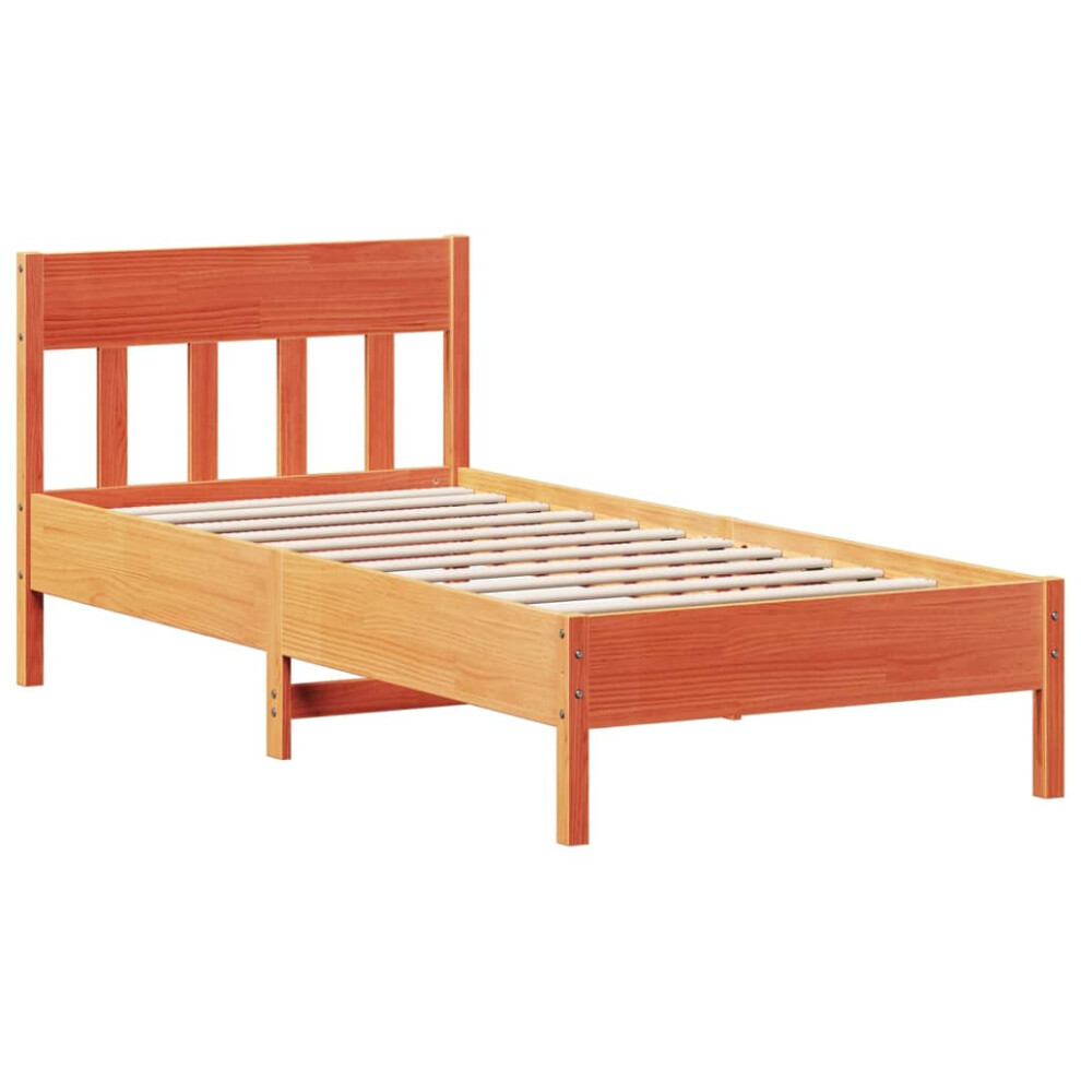 Vidaxl (Brown, 100 X 200 Cm) Bed Frame With Headboard Wax Brown 150X200 Cm King Size Solid Wood Pine
