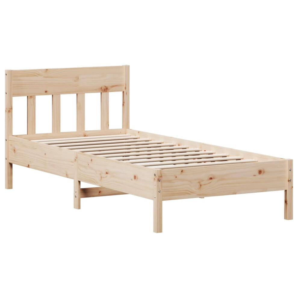 Vidaxl (Natural, 75 X 190 Cm) Bed Frame With Headboard Wax Brown 150X200 Cm King Size Solid Wood Pine