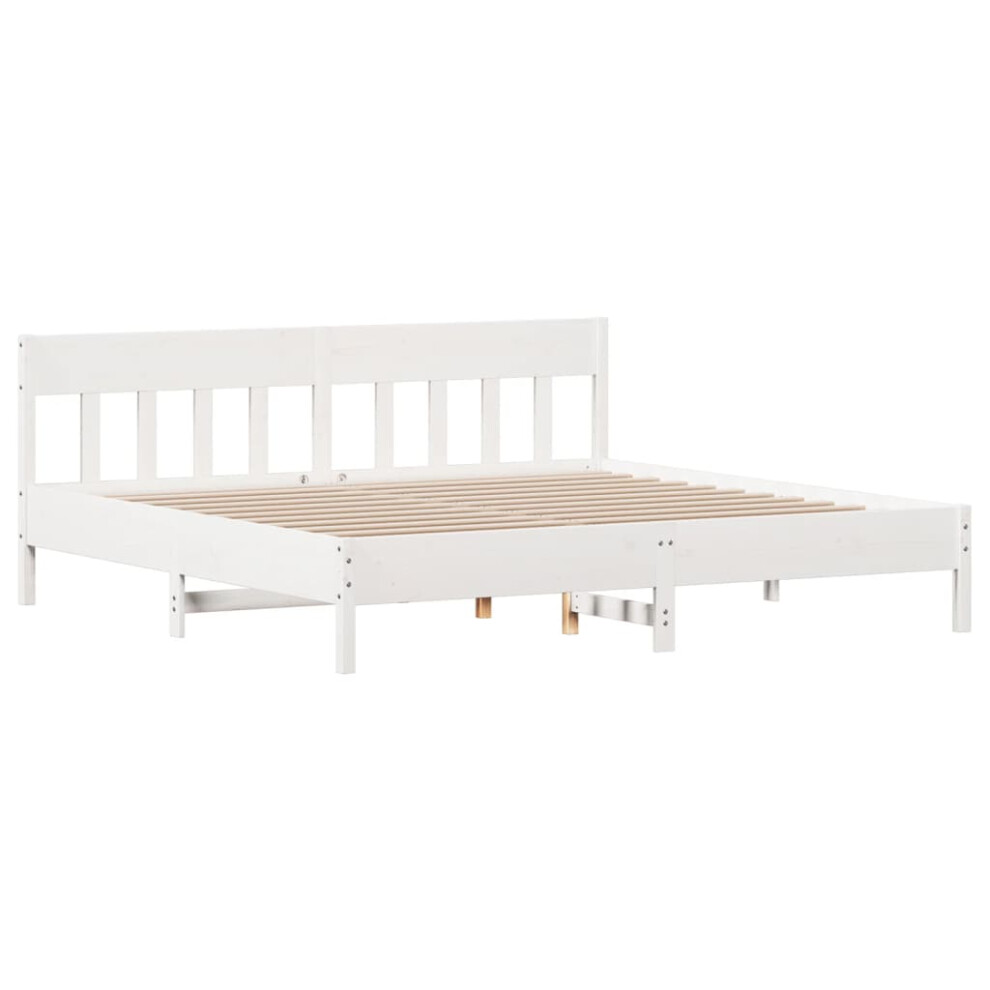 (white, 200 x 200 cm) vidaXL Bed Frame with Headboard Wax Brown 150x200 cm King Size Solid Wood Pine