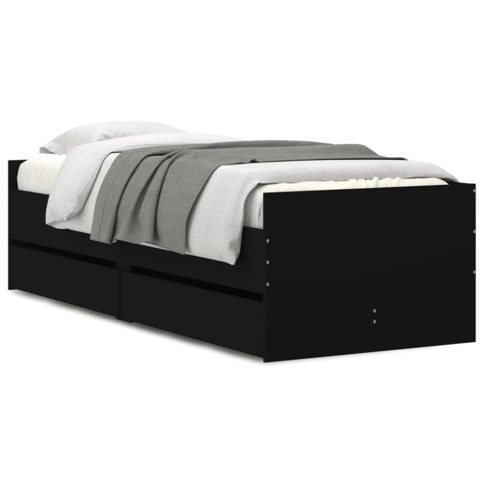 Vidaxl (Black, 75 X 190 Cm) Bed Frame With Drawers Bedroom Bed Base Mattress Foundation Bedstead