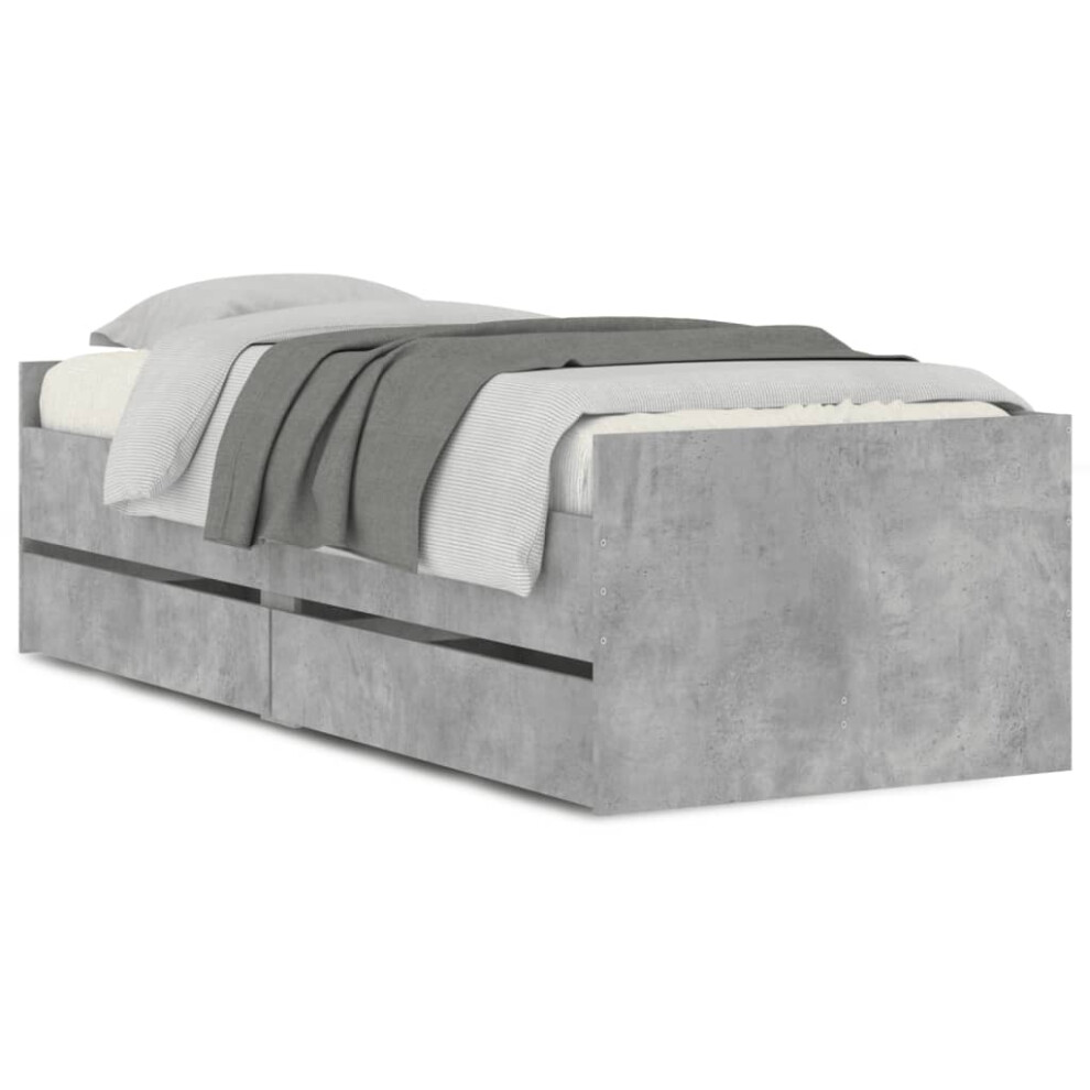 Vidaxl (Concrete 75 X 190 Cm) Bed Frame With Drawers Bedroom Bed Base Mattress Foundation Bedstead Grey