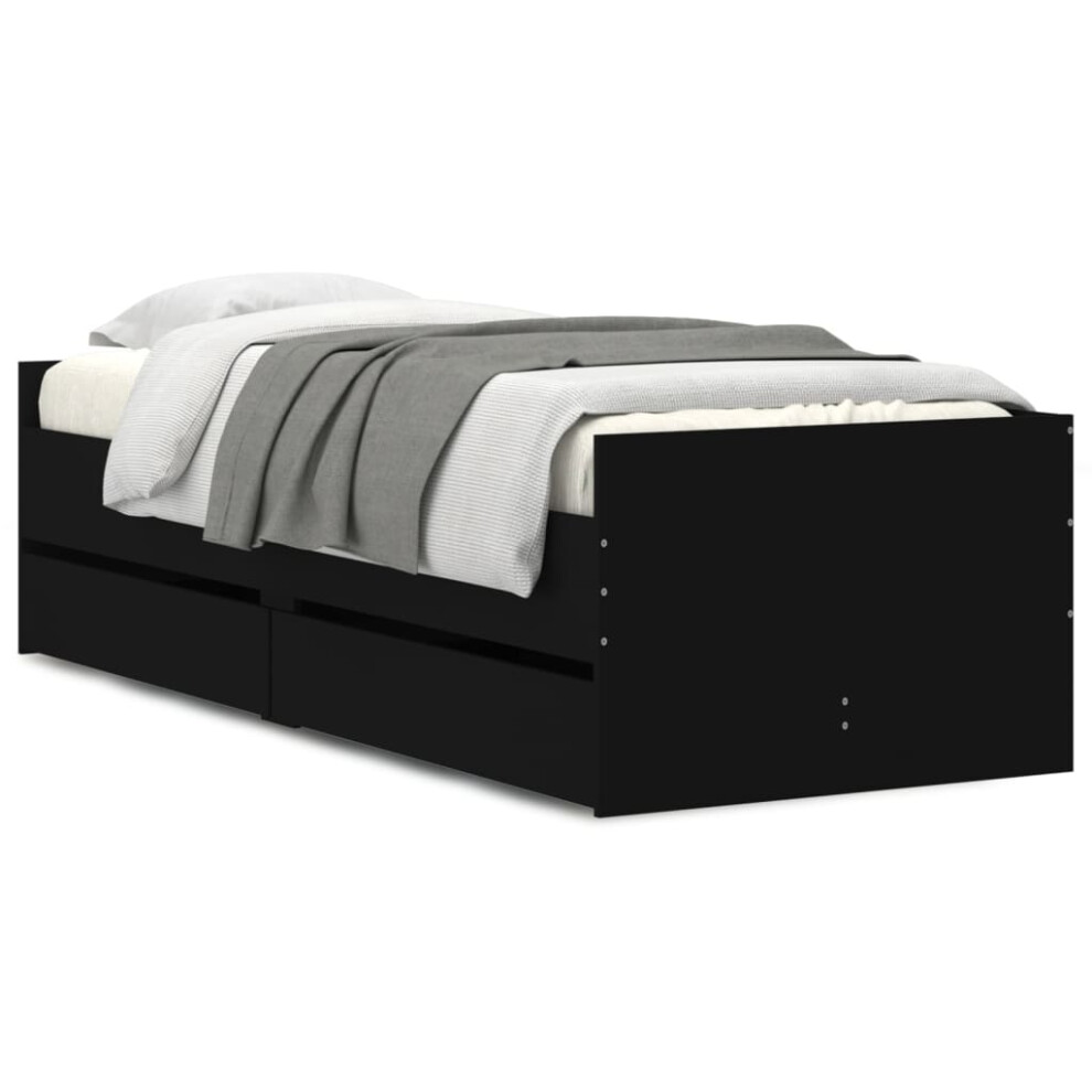 Vidaxl (Black, 90 X 190 Cm) Bed Frame With Drawers Bedroom Bed Base Mattress Foundation Bedstead
