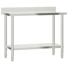 (110 x 55 x 93 cm) vidaXL Kitchen Work Table with Backsplash Prep Catering Table Stainless Steel