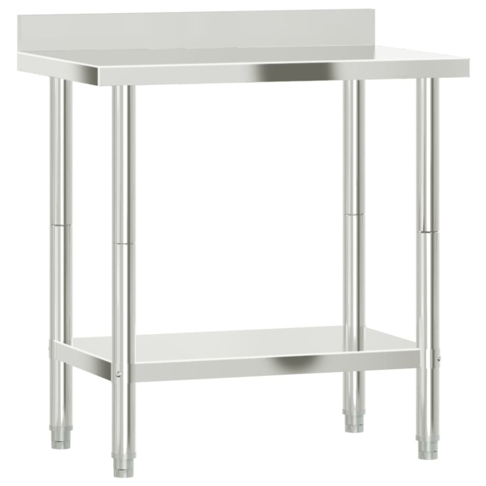 Vidaxl (82.5 X 55 X 93 Cm) Kitchen Work Table With Backsplash Prep Catering Table Stainless Steel