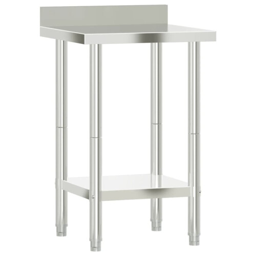 VidaXL (55 x 55 x 93 cm) vidaXL Kitchen Work Table with Backsplash Prep Catering Table Stainless Steel 1