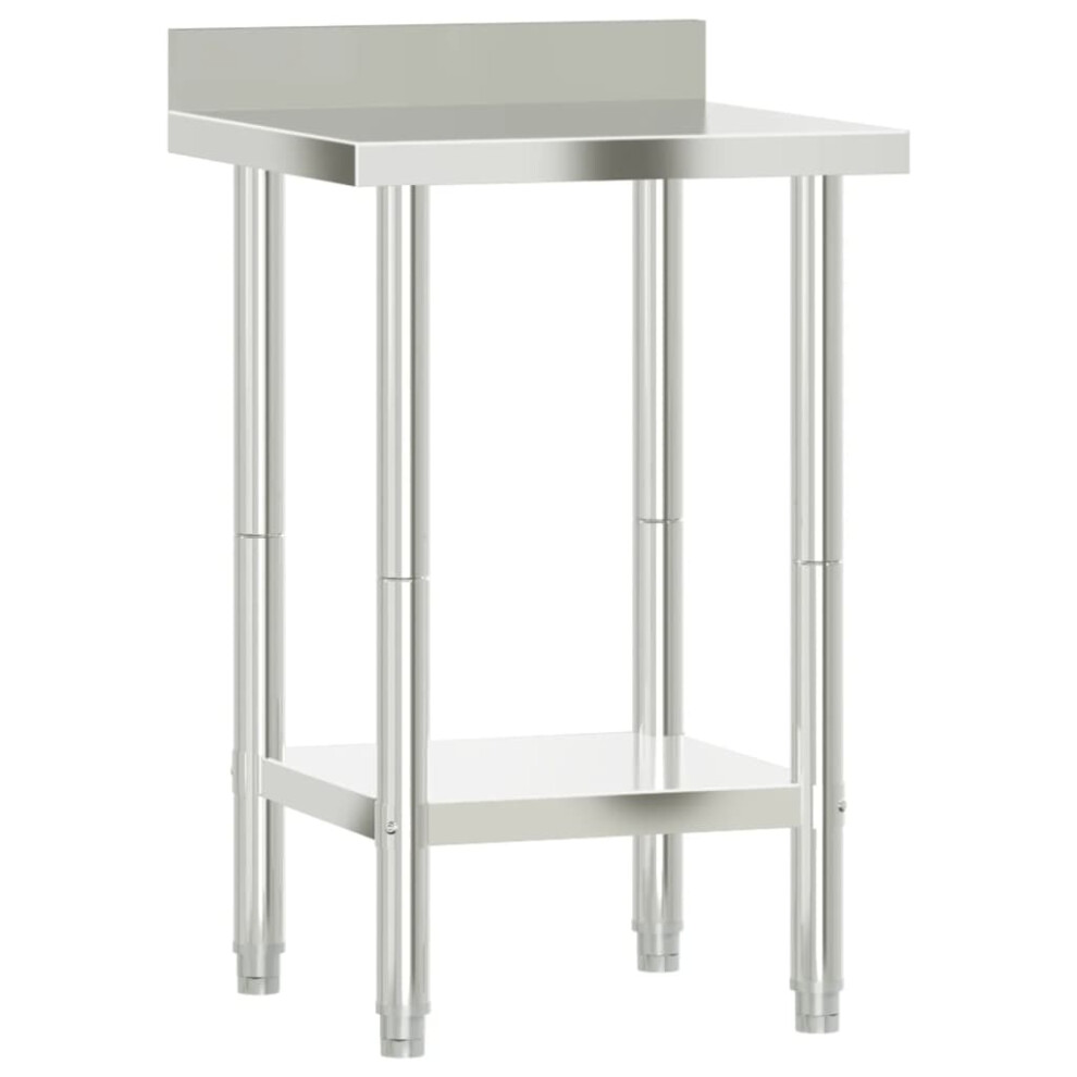 Vidaxl (55 X 55 X 93 Cm) Kitchen Work Table With Backsplash Prep Catering Table Stainless Steel