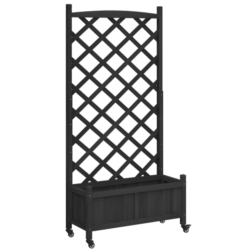 (black, 75 x 35 x 157.5 cm) vidaXL Planter with Trellis Raised Bed Garden Planter Brown Solid Wood Fir