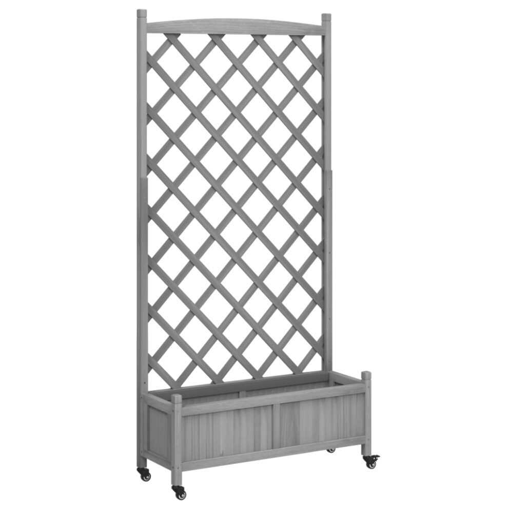 (grey, 90 x 35 x 187.5 cm) vidaXL Planter with Trellis Raised Bed Garden Planter Brown Solid Wood Fir