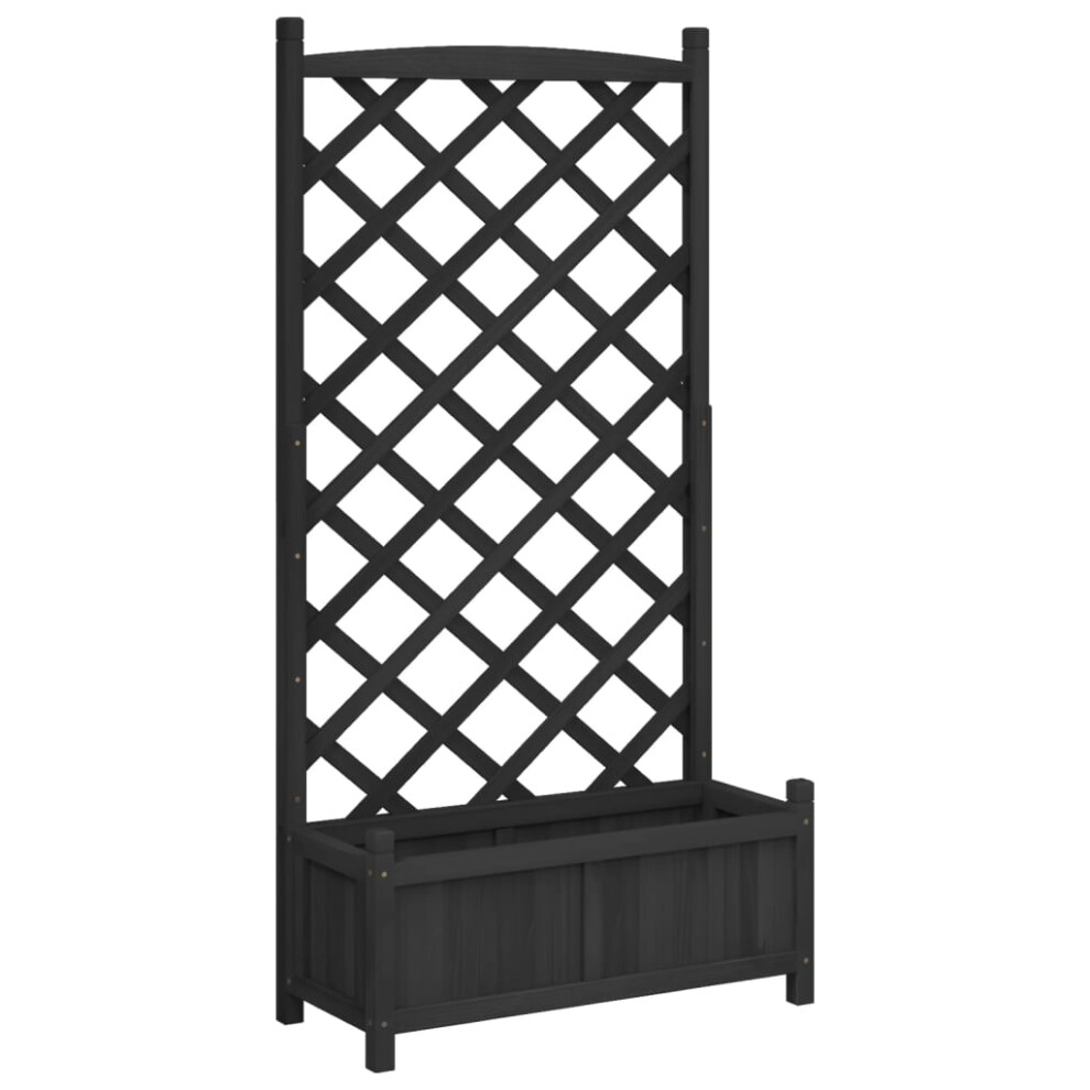 (black, 75 x 35 x 150 cm) vidaXL Planter with Trellis Raised Bed Garden Planter Brown Solid Wood Fir