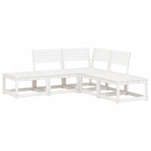(white) vidaXL Garden Sofa Set 5 Piece Outdoor Sofa Set Corner Sofa Solid Wood Pine