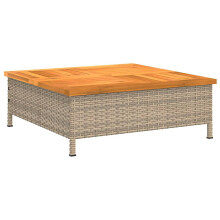 vidaXL Gartentisch Beige 70x70x25 cm Rattan und Akazienholz
