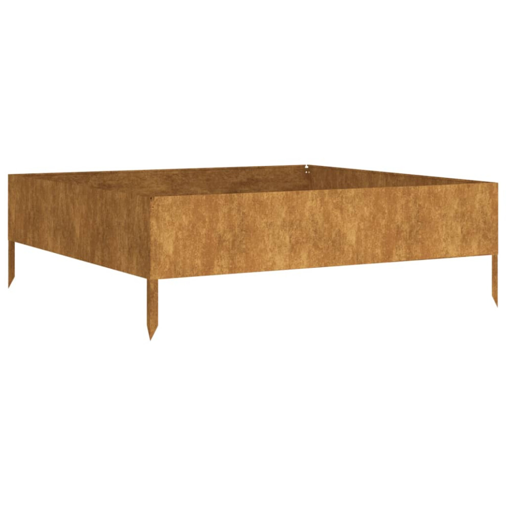 vidaXL Corten Steel Garden Raised Bed - 100x100x33.5 cm - Brown - Image 2