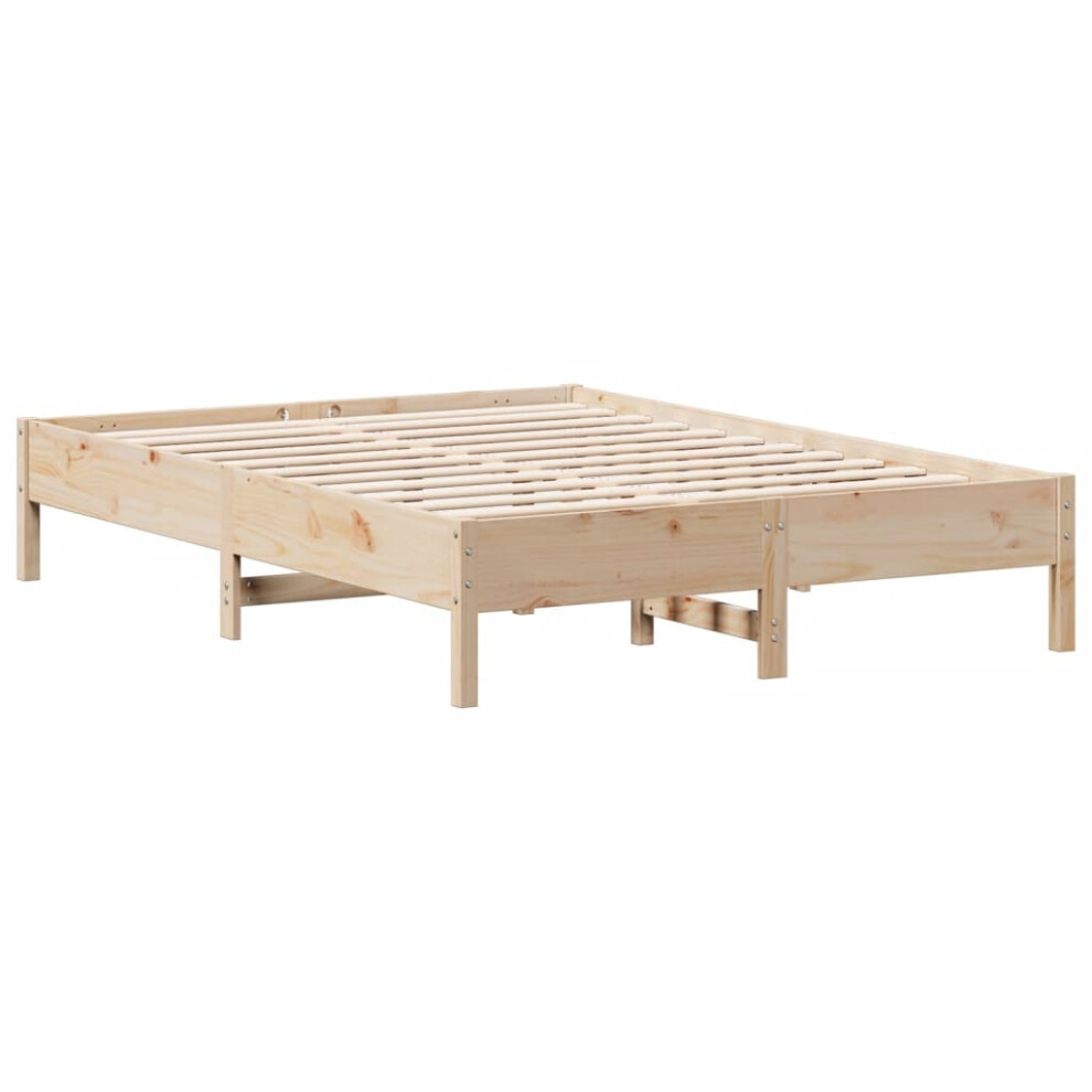 vidaXL Bed Frame Home Bed Base Mattress Foundation 140x200 cm Solid Wood Pine