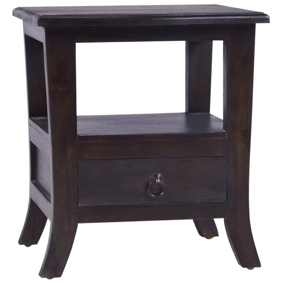 vidaXL Solid Wood Mahogany Bedside Cabinet Light Black Wooden Side End Table