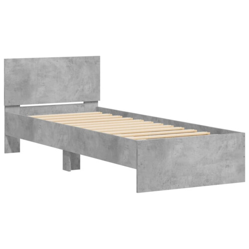 VidaXL vidaXL Bed Frame with Headboard and LED Lights Concrete Grey Small Single 2