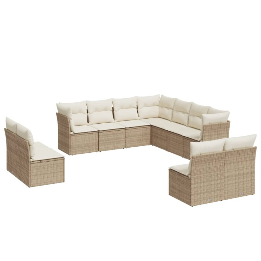 vidaXL Garden Sofa Set 11 Piece with Cushions Outdoor Sofa Beige Poly Rattan