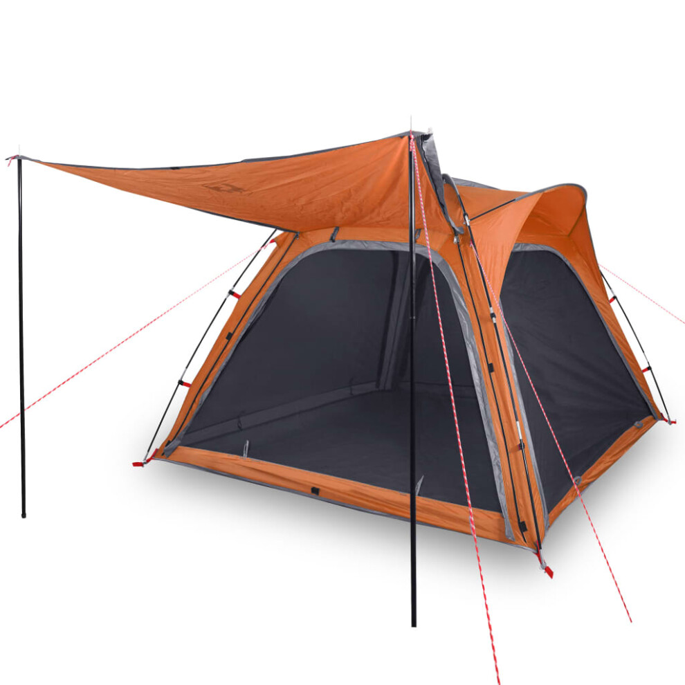 vidaXL Camping Tent 4 Persons Lightweight Tent Grey and Orange 185T Taffeta