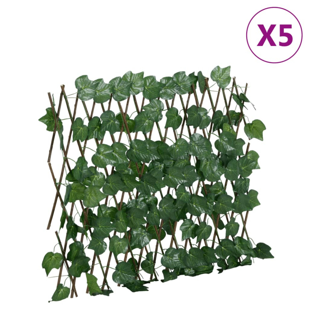 vidaXL Artificial Grape Leaf Trellis Expandable Screen Green 5 Pcs 190x60 Cm