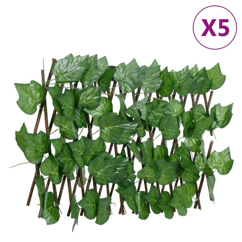 vidaXL Artificial Grape Leaf Trellis Expandable Screen Green 5 pcs 180x20 cm