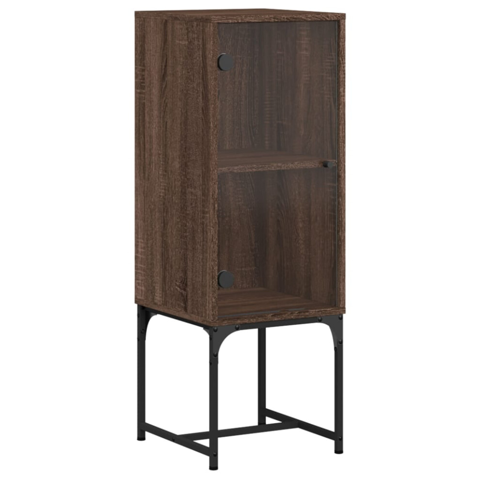 vidaXL Side Cabinet with Glass Doors Hall Storage Cabinet Cupboard Brown Oak