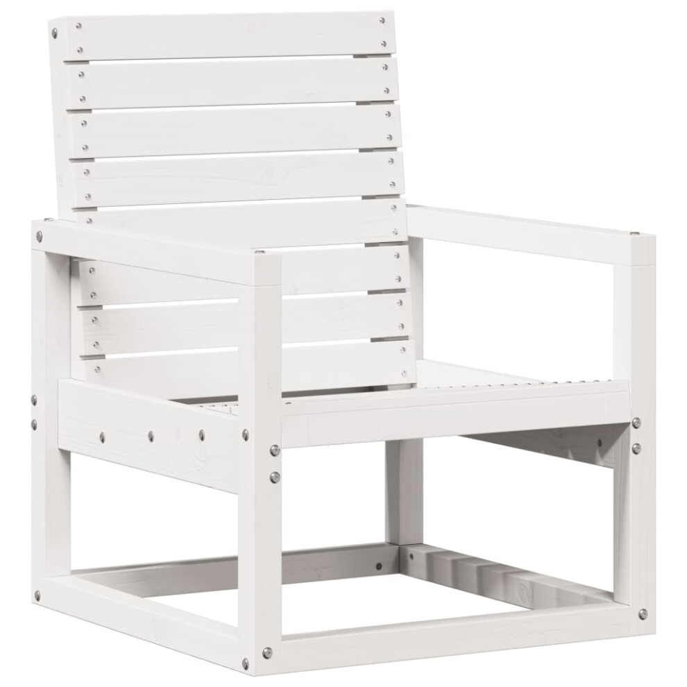 vidaXL Garden Chair Outdoor Dining Chair Balcony Chair White Solid Wood Pine