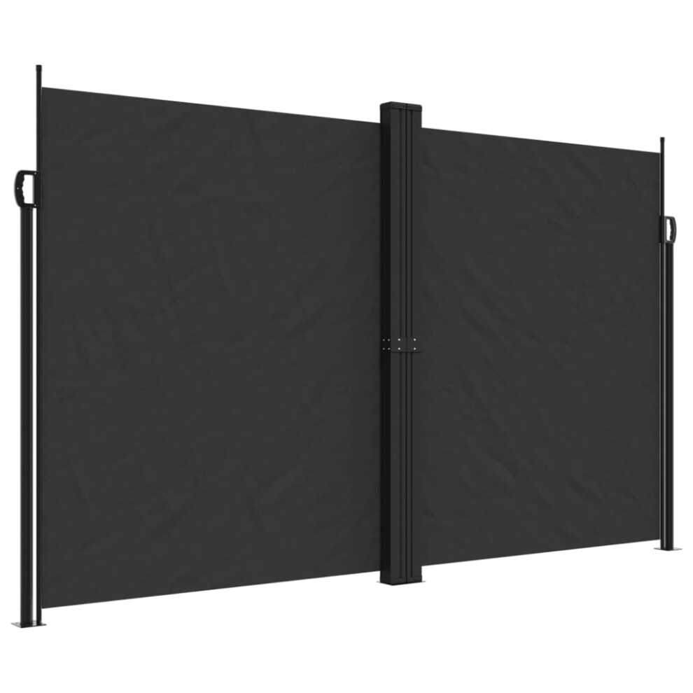 vidaXL Retractable Side Awning Outdoor Privacy Screen Shade Black 200x600 cm