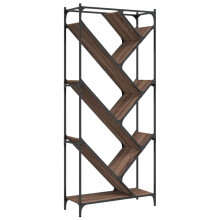 vidaXL Bookcase Bookshelf Side Cabinet Brown Oak Engineered Wood and Metal