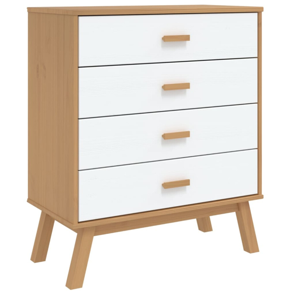 Vidaxl Drawer Cabinet Office File Cabinet White And Brown Solid Wood Pine