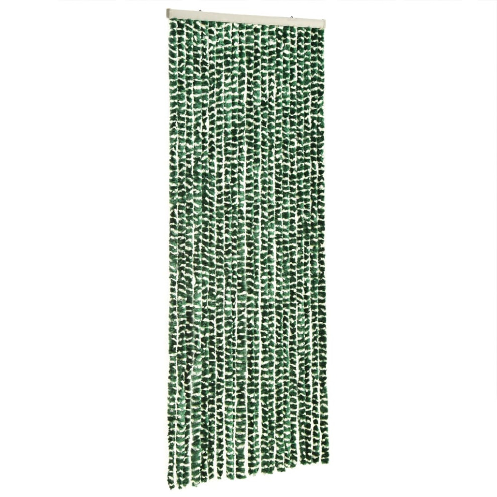 vidaXL Fly Curtain Door Curtain Fly Screen Green and White 100x230 cm Chenille