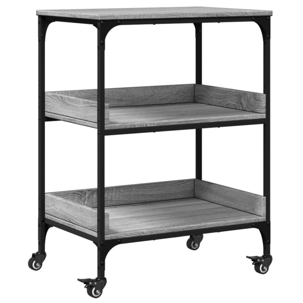 Vidaxl Kitchen Trolley Rolling Cart Storage Cart Grey Sonoma Engineered Wood