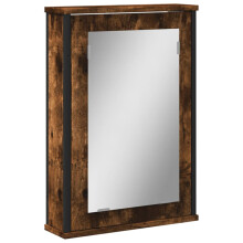 vidaXL Smoked Oak Wall-Mounted Bathroom Mirror Cabinet - Engineered Wood, Glass, 42x12x60 cm