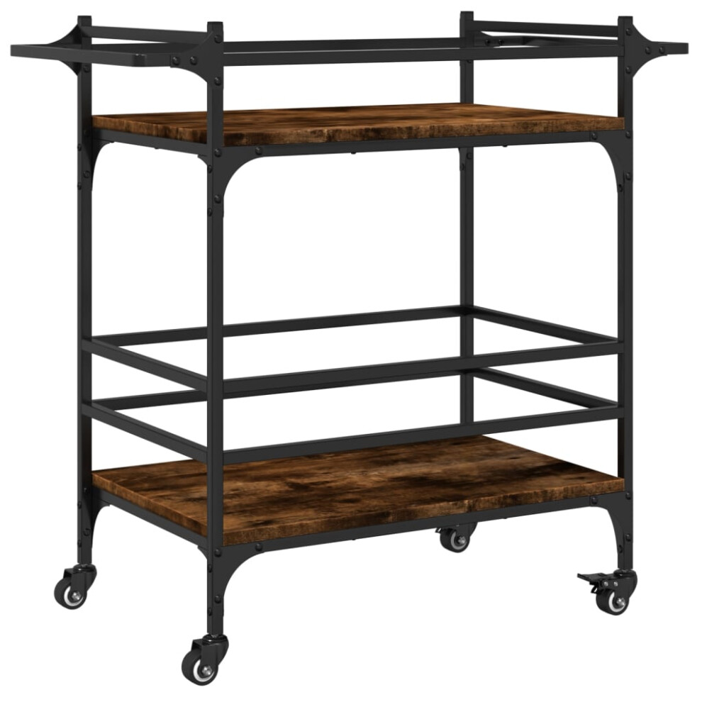 vidaXL Kitchen Trolley Rolling Cart Storage Cart Smoked Oak Engineered Wood