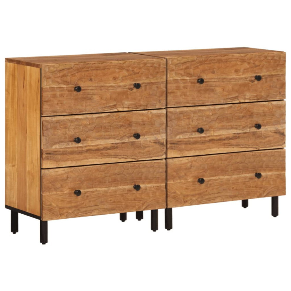 Vidaxl Side Cabinets Storage Cabinet Cupboard Sideboard 2Pcs Solid Wood Acacia