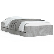(concrete grey, 90 x 190 cm) vidaXL Bed Frame with Drawers Mattress Foundation Bed Base Engineered Wood