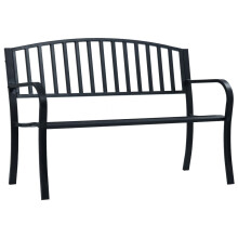 vidaXL Garden Bench Black 120 cm Steel Park Porch Patio Outdoor Bench Seat