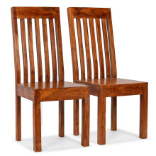 vidaXL 2x Solid Wood Dining Chairs with Honey Finish Modern Wooden Side Chair