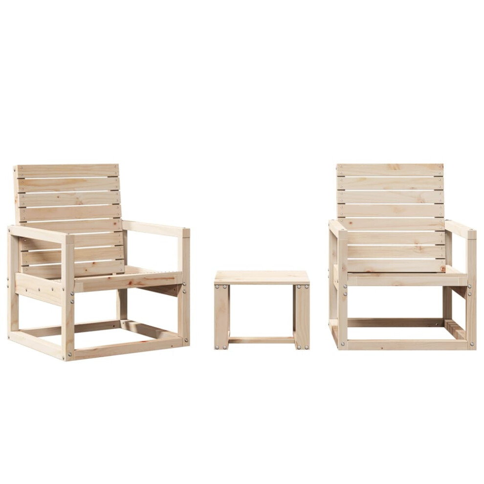 vidaXL Garden Lounge Set 3 Piece Outdoor Lounge Set Chairs Solid Wood Pine